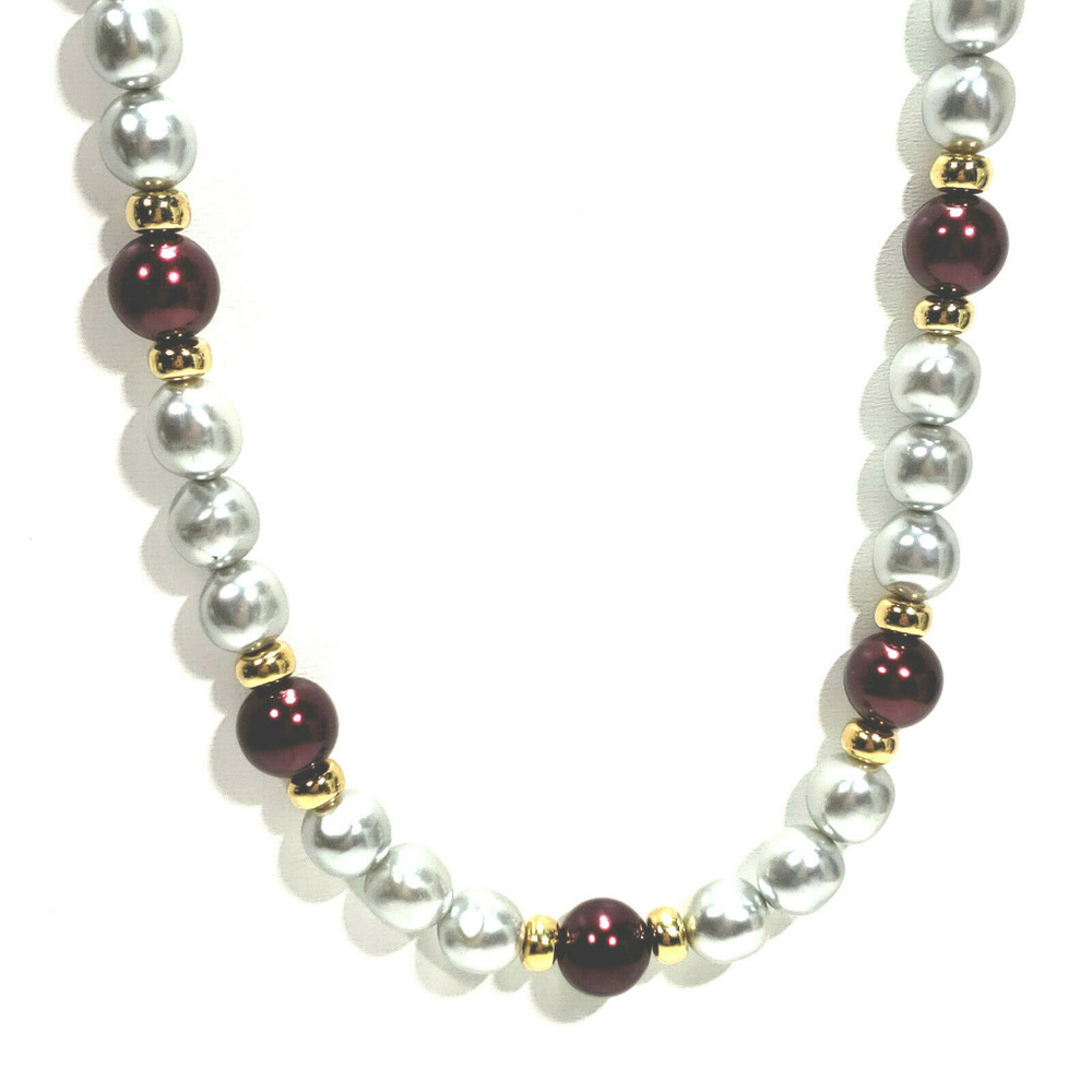 Vintage Napier Gray Burgundy Wine Pearl Necklace